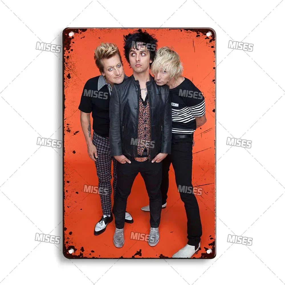 Green Day Metal Sign - Punk Rock Music Poster Tin Plaque | Wahooly MISES Green Day Metal Plaque Poster Punk Rock Music Metal Plate Nostalgic Metal Tin Sign Retro Decorative Plate Industrial Decor