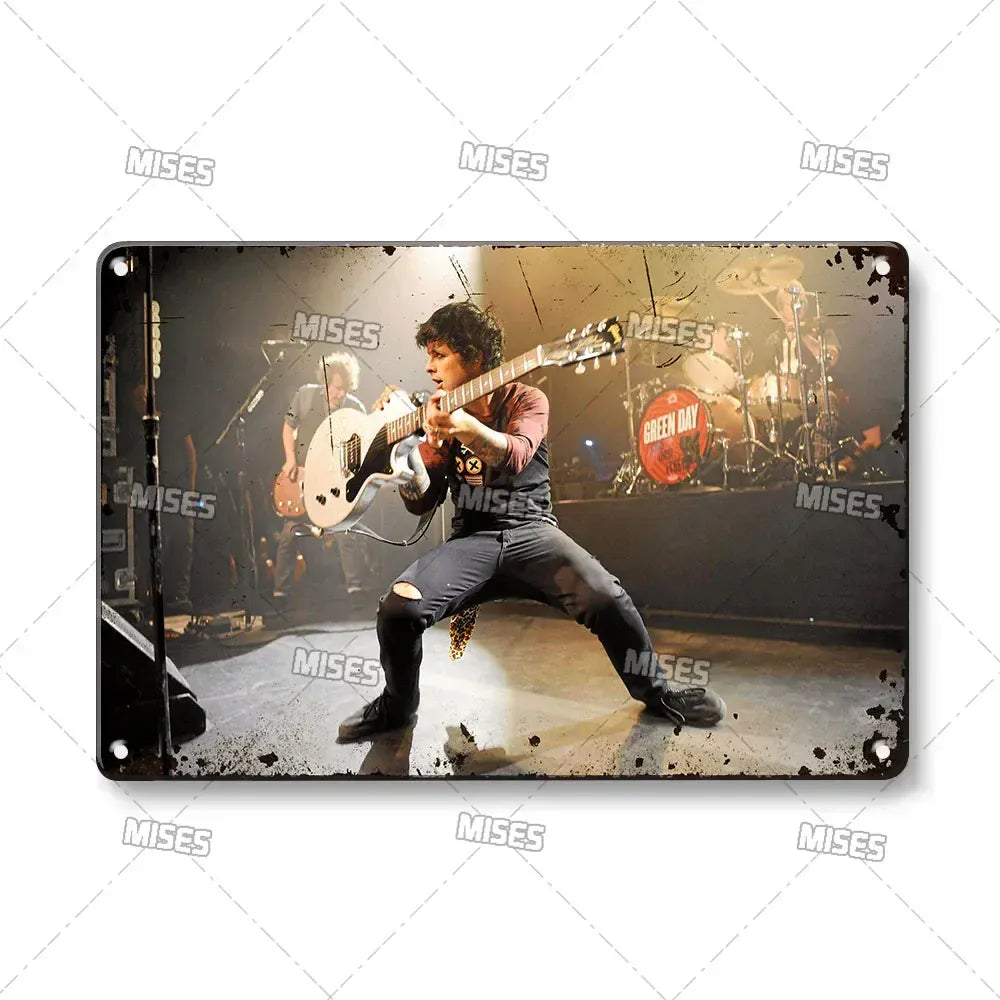 Green Day Metal Sign - Punk Rock Music Poster Tin Plaque | Wahooly MISES Green Day Metal Plaque Poster Punk Rock Music Metal Plate Nostalgic Metal Tin Sign Retro Decorative Plate Industrial Decor