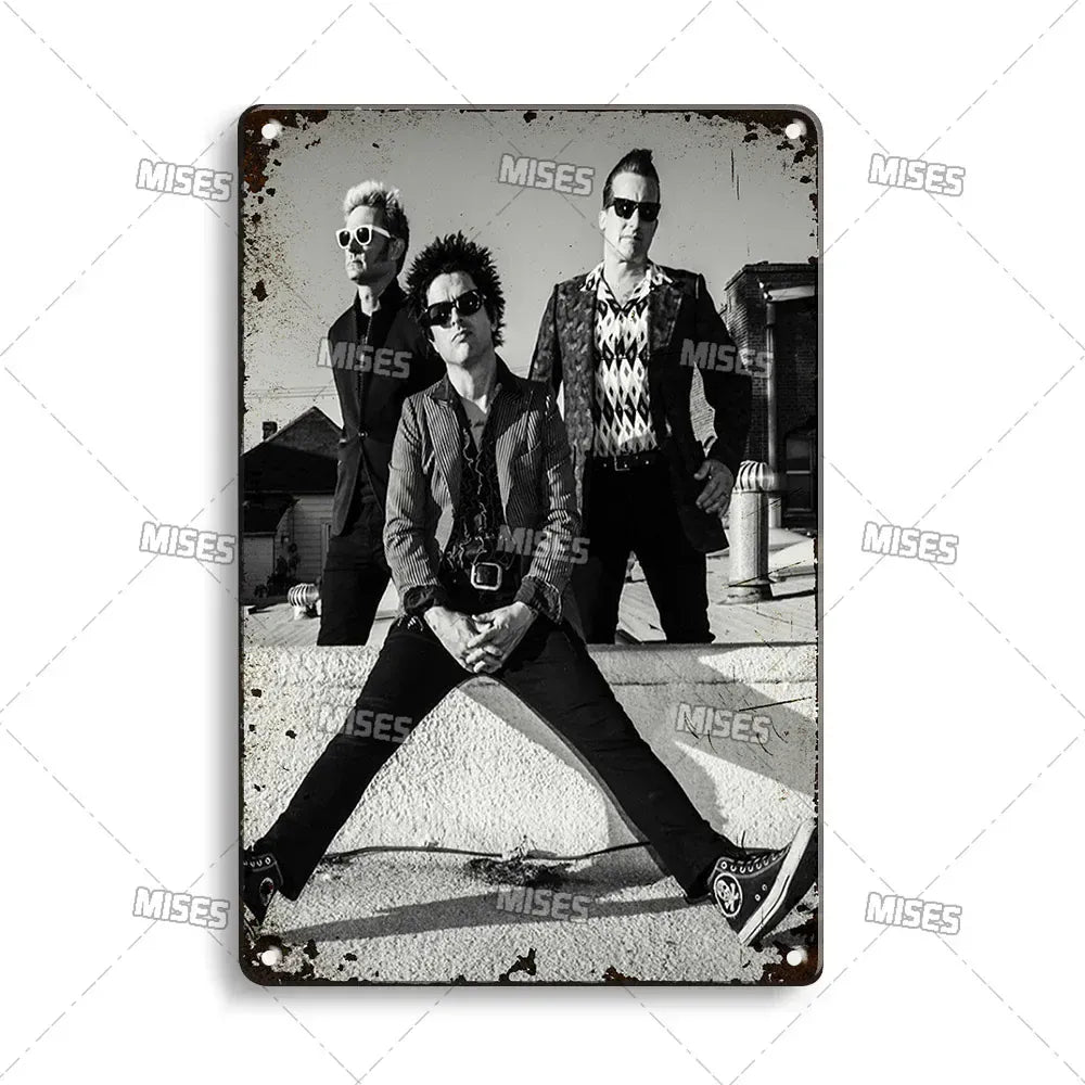 Green Day Metal Sign - Punk Rock Music Poster Tin Plaque | Wahooly MISES Green Day Metal Plaque Poster Punk Rock Music Metal Plate Nostalgic Metal Tin Sign Retro Decorative Plate Industrial Decor