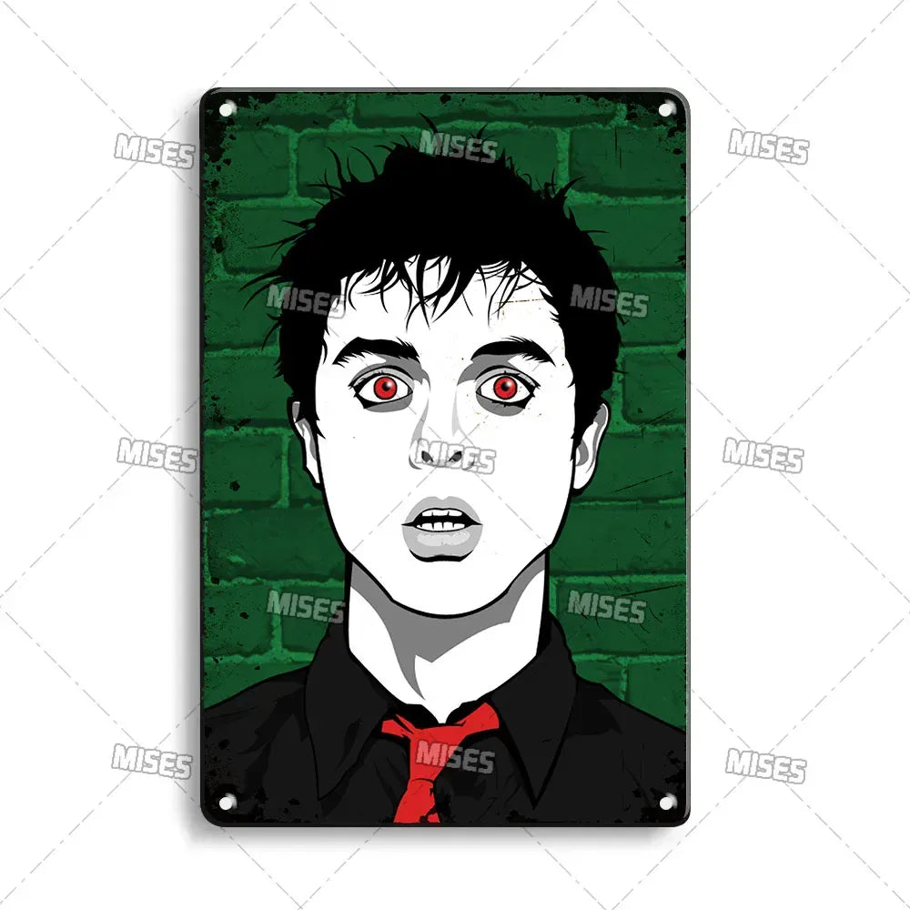 Green Day Metal Sign - Punk Rock Music Poster Tin Plaque | Wahooly MISES Green Day Metal Plaque Poster Punk Rock Music Metal Plate Nostalgic Metal Tin Sign Retro Decorative Plate Industrial Decor