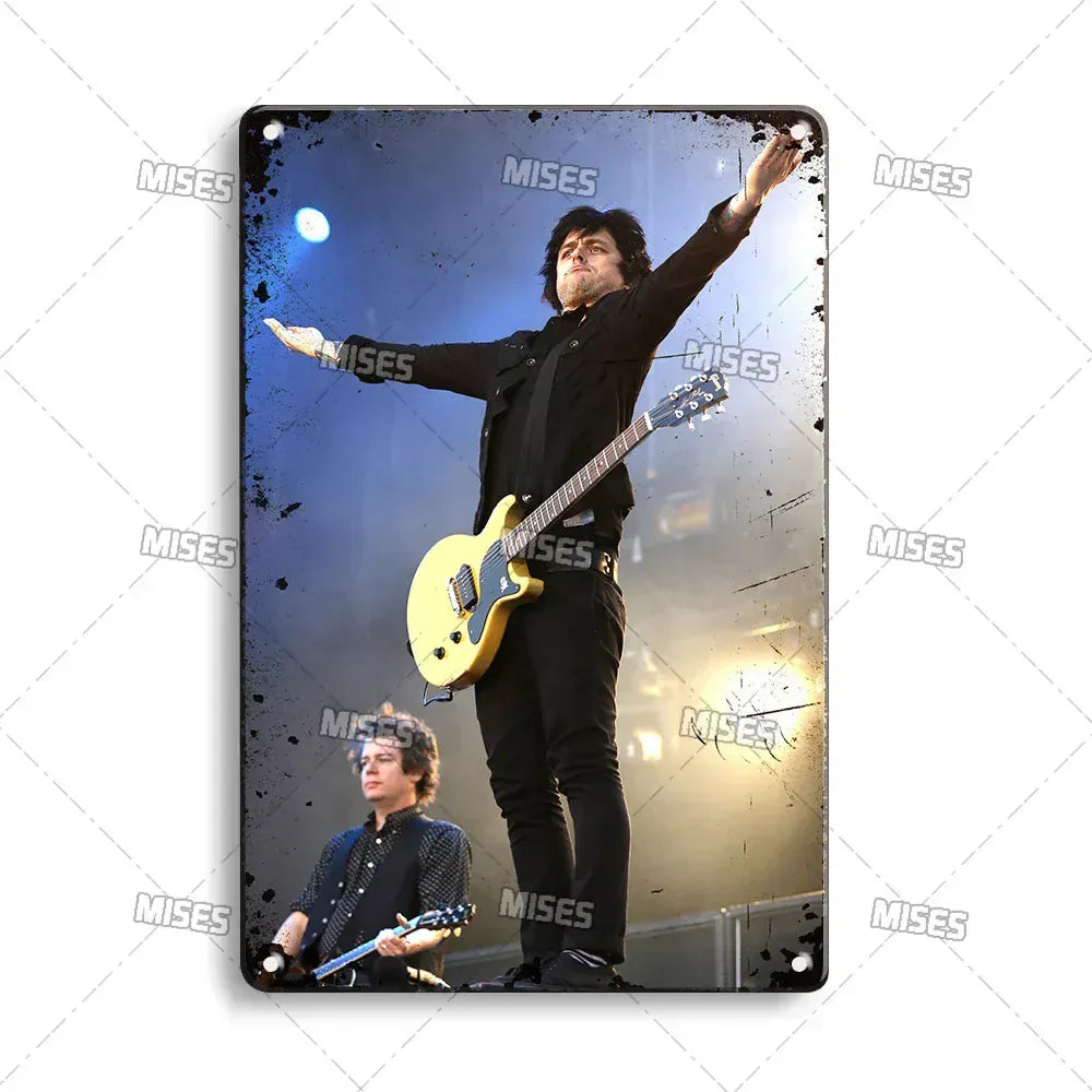 Green Day Metal Sign - Punk Rock Music Poster Tin Plaque | Wahooly MISES Green Day Metal Plaque Poster Punk Rock Music Metal Plate Nostalgic Metal Tin Sign Retro Decorative Plate Industrial Decor