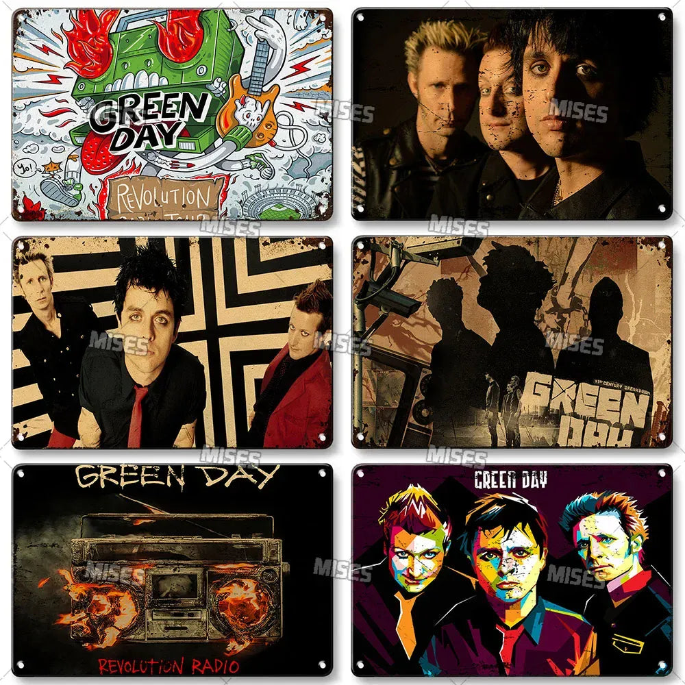 Green Day Metal Sign - Punk Rock Music Poster Tin Plaque | Wahooly MISES Green Day Metal Plaque Poster Punk Rock Music Metal Plate Nostalgic Metal Tin Sign Retro Decorative Plate Industrial Decor