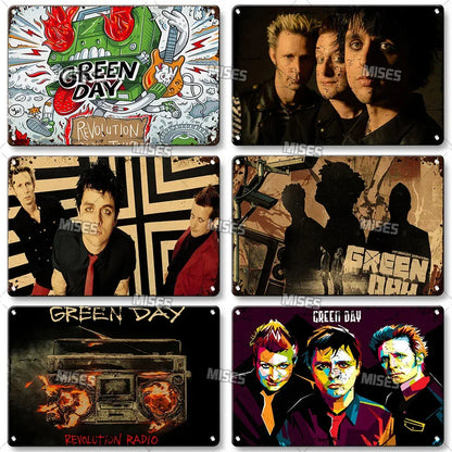 Green Day Metal Sign - Punk Rock Music Poster Tin Plaque | Wahooly MISES Green Day Metal Plaque Poster Punk Rock Music Metal Plate Nostalgic Metal Tin Sign Retro Decorative Plate Industrial Decor