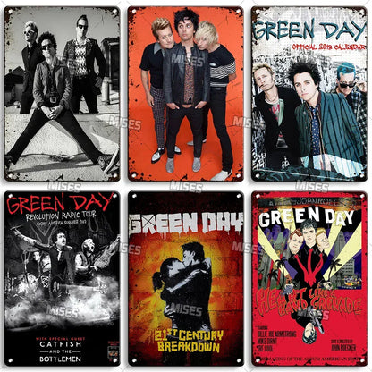 Green Day Metal Sign - Punk Rock Music Poster Tin Plaque | Wahooly MISES Green Day Metal Plaque Poster Punk Rock Music Metal Plate Nostalgic Metal Tin Sign Retro Decorative Plate Industrial Decor