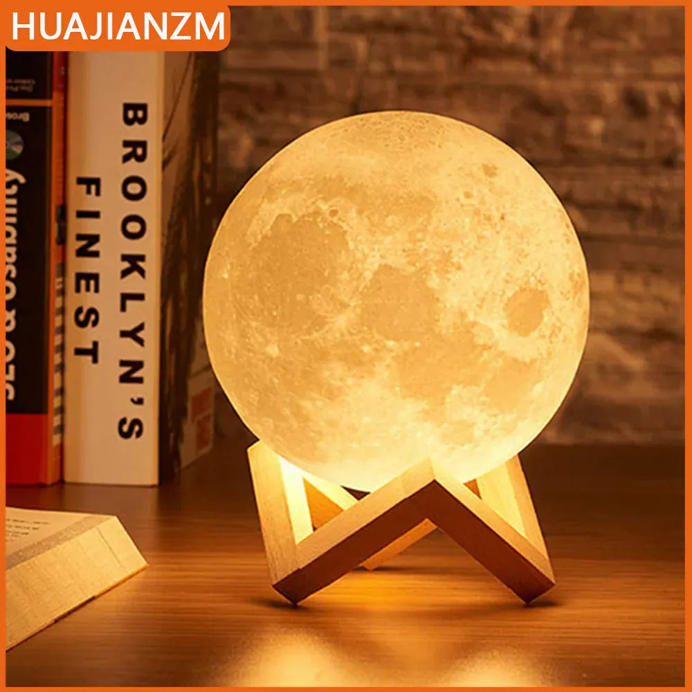 Moon Lamp LED Night Light with Stand | Battery Powered | Warm, White & 7-Color RGB | Bedroom Decor & Kids Gift Moon Lamp LED Night Light with Stand — Battery Powered Starry Bedroom Decor | White, Warm & 7-Color RGB | Kids Gift