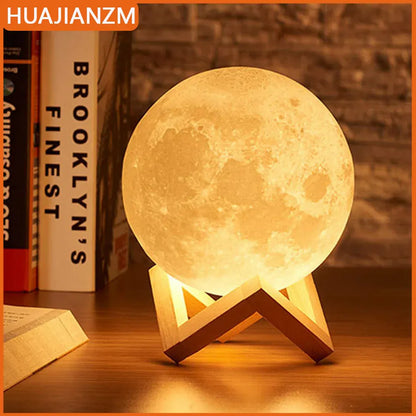 Moon Lamp LED Night Light with Stand | Battery Powered | Warm, White & 7-Color RGB | Bedroom Decor & Kids Gift Moon Lamp LED Night Light with Stand — Battery Powered Starry Bedroom Decor | White, Warm & 7-Color RGB | Kids Gift