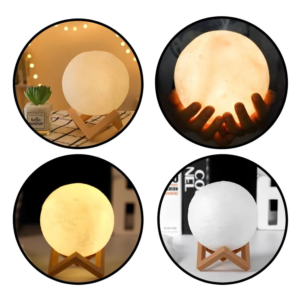 Moon Lamp LED Night Light with Stand | Battery Powered | Warm, White & 7-Color RGB | Bedroom Decor & Kids Gift Moon Lamp LED Night Light with Stand — Battery Powered Starry Bedroom Decor | White, Warm & 7-Color RGB | Kids Gift