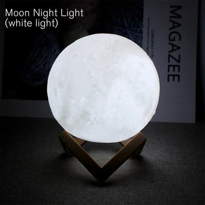 Moon Lamp LED Night Light with Stand | Battery Powered | Warm, White & 7-Color RGB | Bedroom Decor & Kids Gift Moon Lamp LED Night Light with Stand — Battery Powered Starry Bedroom Decor | White, Warm & 7-Color RGB | Kids Gift