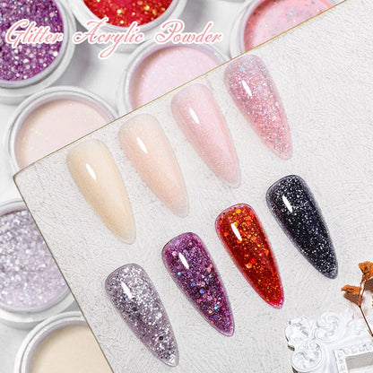 Acrylic Nail Powder 10ml - Professional Crystal Glitter | Wahooly Mtssii Nail Acrylic Powder and Liquid Monomer Nails Art Decoration For Manicure Crystal Nail Glitter 3D Nail Tips Carving Tools