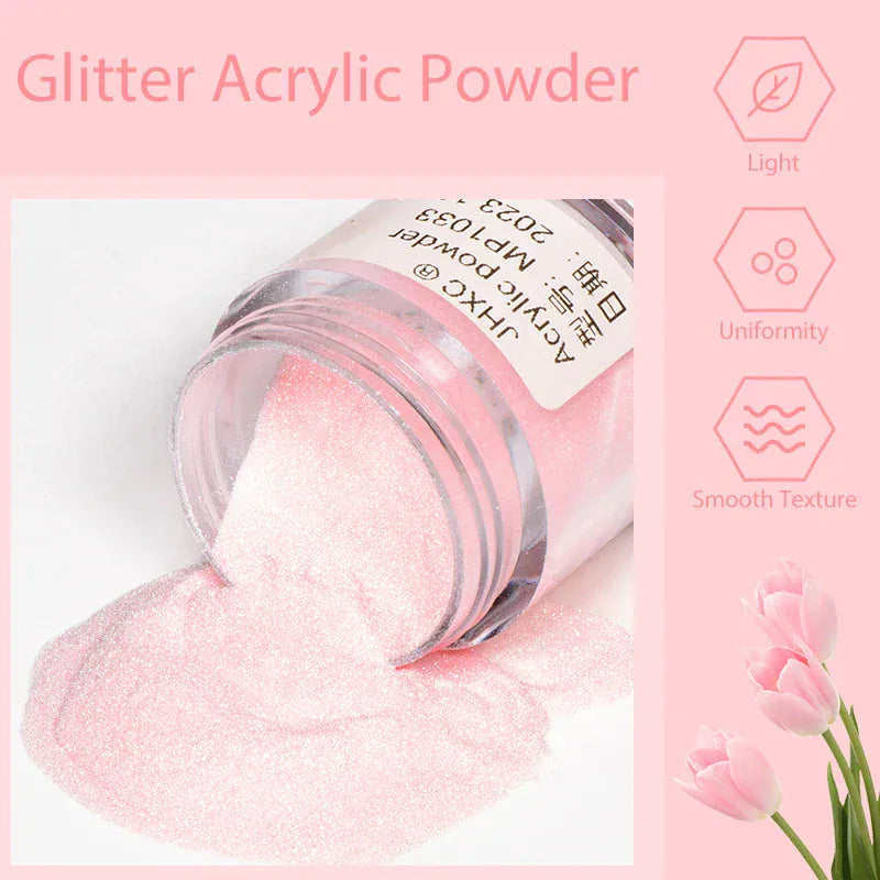 Acrylic Nail Powder 10ml - Professional Crystal Glitter | Wahooly Mtssii Nail Acrylic Powder and Liquid Monomer Nails Art Decoration For Manicure Crystal Nail Glitter 3D Nail Tips Carving Tools