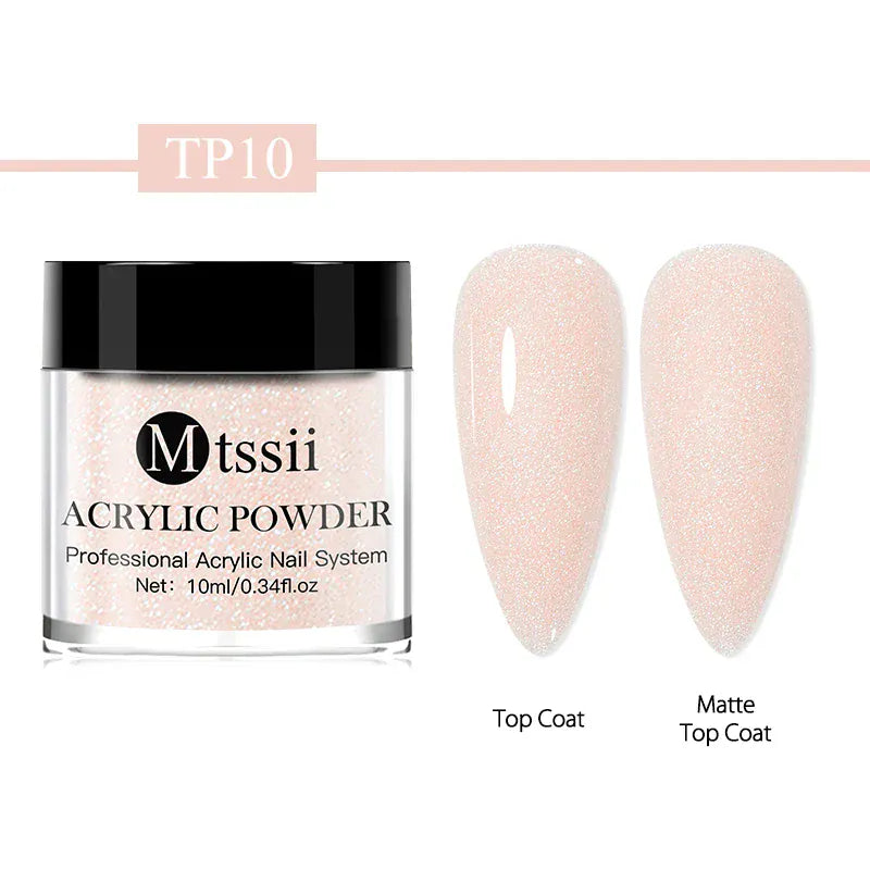 Acrylic Nail Powder 10ml - Professional Crystal Glitter | Wahooly Mtssii Nail Acrylic Powder and Liquid Monomer Nails Art Decoration For Manicure Crystal Nail Glitter 3D Nail Tips Carving Tools