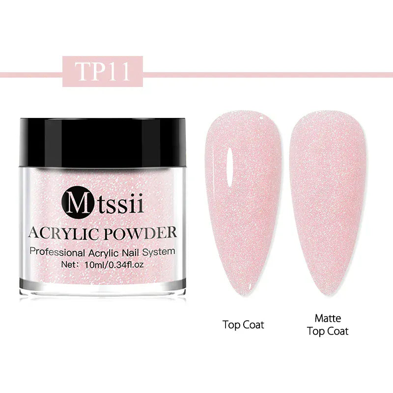 Acrylic Nail Powder 10ml - Professional Crystal Glitter | Wahooly Mtssii Nail Acrylic Powder and Liquid Monomer Nails Art Decoration For Manicure Crystal Nail Glitter 3D Nail Tips Carving Tools
