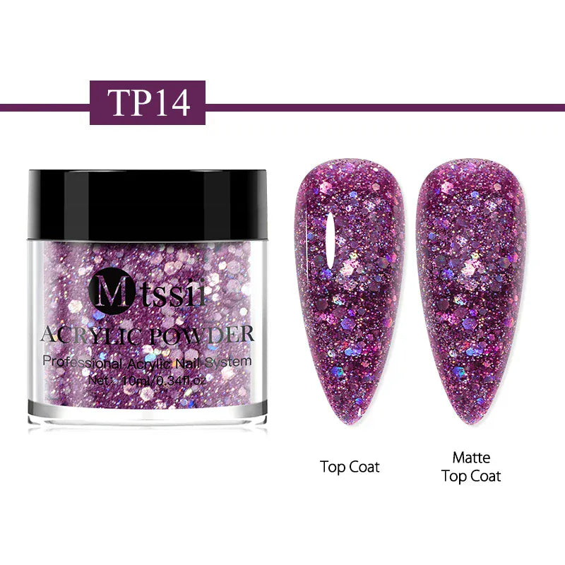 Acrylic Nail Powder 10ml - Professional Crystal Glitter | Wahooly Mtssii Nail Acrylic Powder and Liquid Monomer Nails Art Decoration For Manicure Crystal Nail Glitter 3D Nail Tips Carving Tools