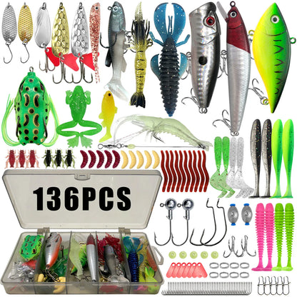 Multi-Lure Fishing Kit Tackle Box Bass Trout Pike 86–366pcs – Wahooly Multi-Lure Fishing Kit with Tackle Box – 86 to 366 Pieces for Bass, Trout & Pike