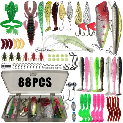 Multi-Lure Fishing Kit Tackle Box Bass Trout Pike 86–366pcs – Wahooly Multi-Lure Fishing Kit with Tackle Box – 86 to 366 Pieces for Bass, Trout & Pike