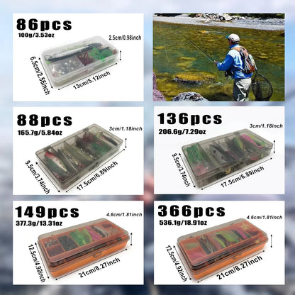 Multi-Lure Fishing Kit Tackle Box Bass Trout Pike 86–366pcs – Wahooly Multi-Lure Fishing Kit with Tackle Box – 86 to 366 Pieces for Bass, Trout & Pike