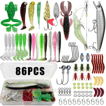 Multi-Lure Fishing Kit Tackle Box Bass Trout Pike 86–366pcs – Wahooly Multi-Lure Fishing Kit with Tackle Box – 86 to 366 Pieces for Bass, Trout & Pike