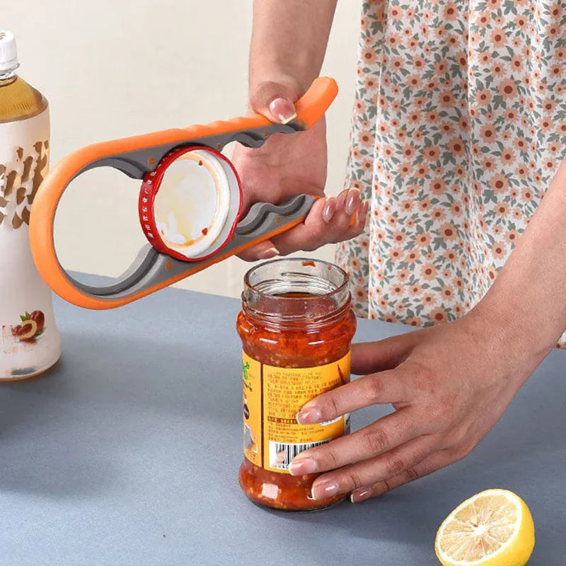 Multifunctional 4-in-1 Kitchen Tool Jar Gripper Lid Opener Can Opener Bottle Opener - Easy to Use Home Essential Multifunctional 4-in-1 Kitchen Tool Jar Gripper Lid Opener Can Opener Bottle Opener - Easy to Use Home Essential
