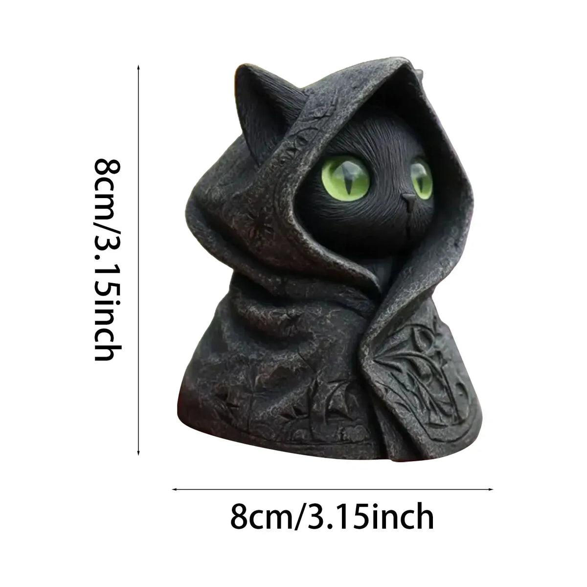 Mystical Hooded Cat Statue Figurine With Hooded Cloak Mystical Green Eyed Cat Statue For Home Decor Halloween Decor Gift Mystical Hooded Cat Statue Figurine With Hooded Cloak Mystical Green Eyed Cat Statue For Home Decor Halloween Decor Gift