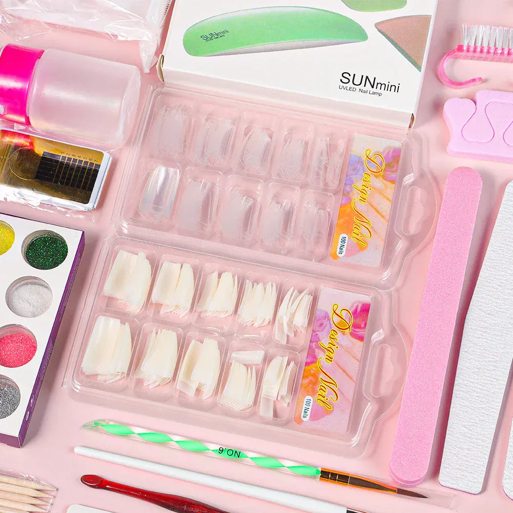 Professional Acrylic Nail Kit - Powder Liquid Glitter 3D | Wahooly Nail Art Acrylic Powder and Liquid Mono Manicure Art Deco Nail Art Kit Crystal Nail Glitter 3D Engraved Acrylic Manicure Kit