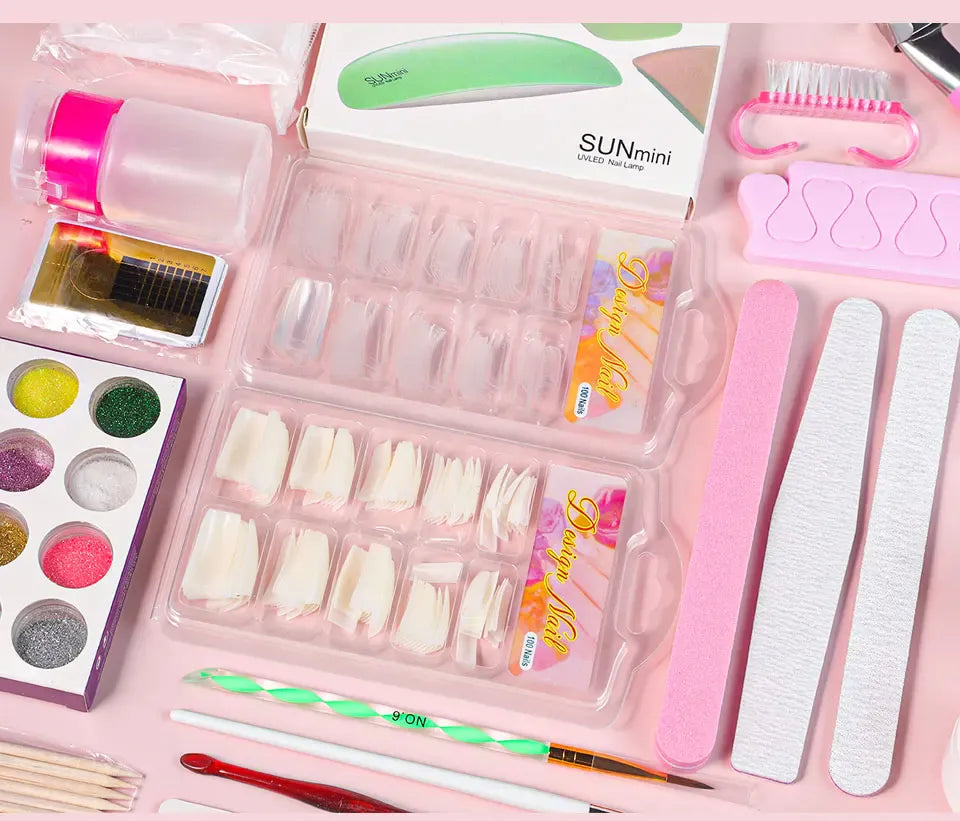 Professional Acrylic Nail Kit - Powder Liquid Glitter 3D | Wahooly Nail Art Acrylic Powder and Liquid Mono Manicure Art Deco Nail Art Kit Crystal Nail Glitter 3D Engraved Acrylic Manicure Kit