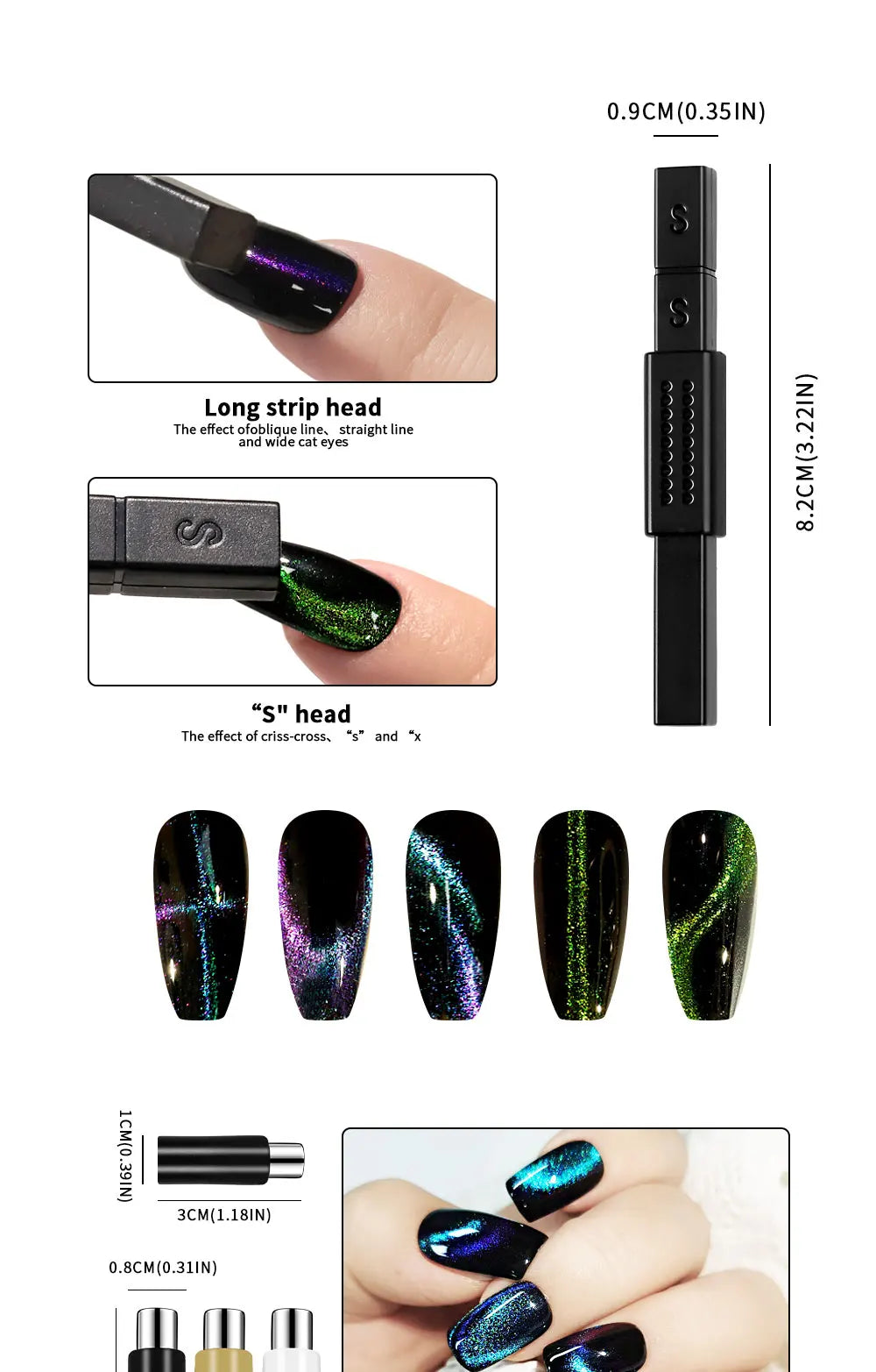 Nail Art Cat Magnetic Stick for 3D Cat Eye Gel Painting Nail Art Magnet Stick UV Gel Nail Polish Round Square Manicure Tool Nail Art Cat Magnetic Stick for 3D Cat Eye Gel Painting Nail Art Magnet Stick UV Gel Nail Polish Round Square Manicure Tool