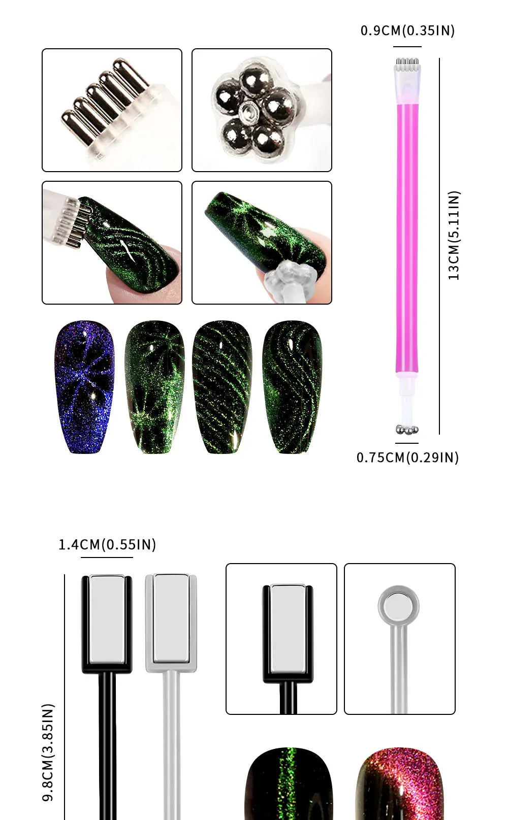 Nail Art Cat Magnetic Stick for 3D Cat Eye Gel Painting Nail Art Magnet Stick UV Gel Nail Polish Round Square Manicure Tool Nail Art Cat Magnetic Stick for 3D Cat Eye Gel Painting Nail Art Magnet Stick UV Gel Nail Polish Round Square Manicure Tool