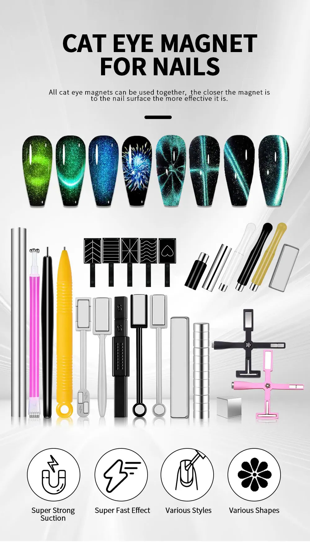 Nail Art Cat Magnetic Stick for 3D Cat Eye Gel Painting Nail Art Magnet Stick UV Gel Nail Polish Round Square Manicure Tool Nail Art Cat Magnetic Stick for 3D Cat Eye Gel Painting Nail Art Magnet Stick UV Gel Nail Polish Round Square Manicure Tool