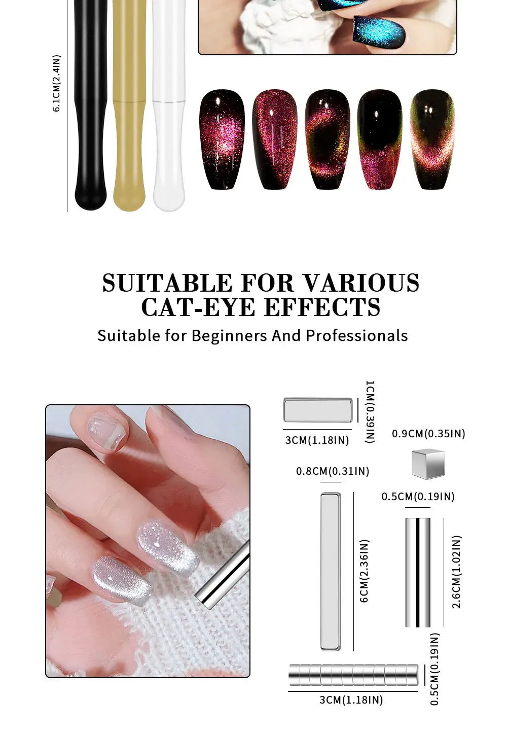 Nail Art Cat Magnetic Stick for 3D Cat Eye Gel Painting Nail Art Magnet Stick UV Gel Nail Polish Round Square Manicure Tool Nail Art Cat Magnetic Stick for 3D Cat Eye Gel Painting Nail Art Magnet Stick UV Gel Nail Polish Round Square Manicure Tool