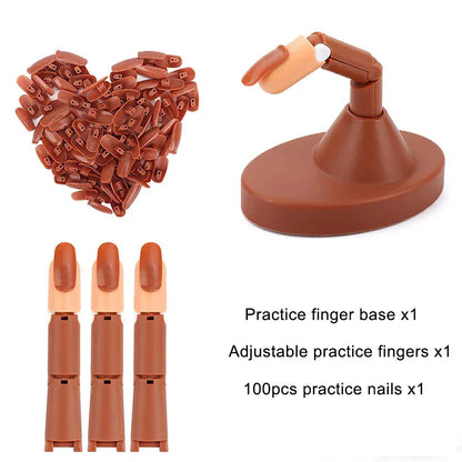 Nail Art Practice Hand Manicure Practice Finger Acrylic Nail Tips with 100pcs Fake Nails Nail Training Equipment Tools Nail Art Practice Hand Manicure Practice Finger Acrylic Nail Tips with 100pcs Fake Nails Nail Training Equipment Tools