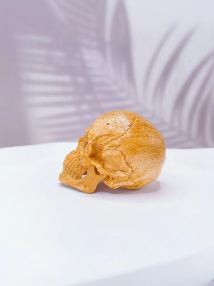 Natural Cypress Engrave Skull Decor Small Statue - Halloween Decoration Party Decoration Props Home Room, Car Bar Decoration Natural Cypress Engrave Skull Decor Small Statue - Halloween Decoration Party Decoration Props Home Room, Car Bar Decoration