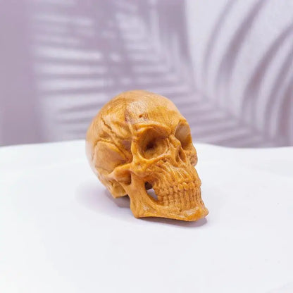 Natural Cypress Engrave Skull Decor Small Statue - Halloween Decoration Party Decoration Props Home Room, Car Bar Decoration Natural Cypress Engrave Skull Decor Small Statue - Halloween Decoration Party Decoration Props Home Room, Car Bar Decoration