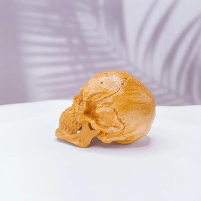 Natural Cypress Engrave Skull Decor Small Statue - Halloween Decoration Party Decoration Props Home Room, Car Bar Decoration Natural Cypress Engrave Skull Decor Small Statue - Halloween Decoration Party Decoration Props Home Room, Car Bar Decoration