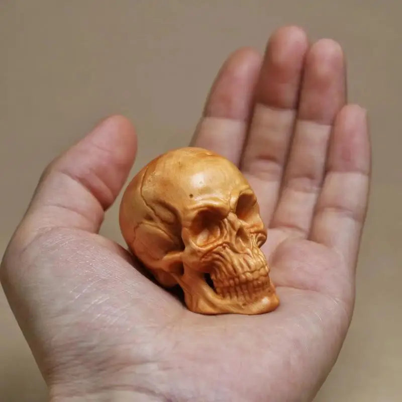 Natural Cypress Engrave Skull Decor Small Statue - Halloween Decoration Party Decoration Props Home Room, Car Bar Decoration Natural Cypress Engrave Skull Decor Small Statue - Halloween Decoration Party Decoration Props Home Room, Car Bar Decoration