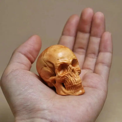Natural Cypress Engrave Skull Decor Small Statue - Halloween Decoration Party Decoration Props Home Room, Car Bar Decoration Natural Cypress Engrave Skull Decor Small Statue - Halloween Decoration Party Decoration Props Home Room, Car Bar Decoration
