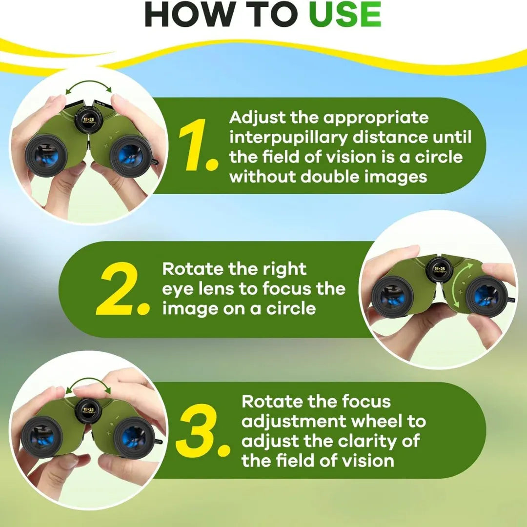 15x25 Mini Binoculars - BAK4 FMC HD Optics for Hunting, Camping & Travel New 15x25 HD Powerful Binoculars Mini Telescope BAK4 FMC Optics Long Range For Hunting Outdoor Camping Hiking Adventure Travel