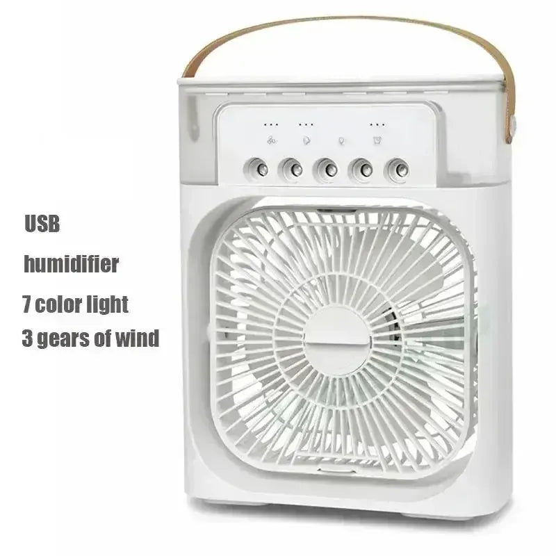 New 3 In 1 Mini Air Cooler Portable Fan Air Conditioner Humidifier with LED Night Light Adjustable Wind Speed Desktop CoolingFan New 3 In 1 Mini Air Cooler Portable Fan Air Conditioner Humidifier with LED Night Light Adjustable Wind Speed Desktop CoolingFan