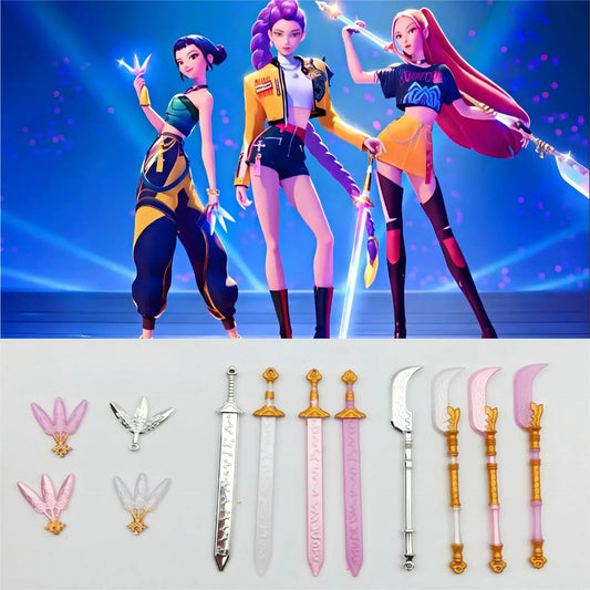 K-pop Demon Hunters Props 3-Piece Set - Blade Sword Accessories for Dolls | Pink Purple New Doll Toy Kpop Demon Hunters Props 3-piece Set Blade Sword Purple Set Mobile Doll Handheld Props