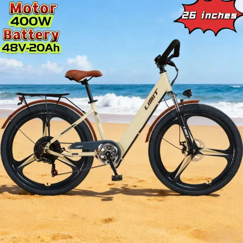 New fashionable E-bike, 26-inch urban commuter electric bicycle for adults, 400W brushless motor, 48V20AH battery electric moped New fashionable E-bike, 26-inch urban commuter electric bicycle for adults, 400W brushless motor, 48V20AH battery electric moped