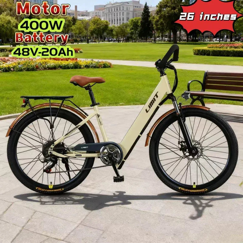 New fashionable E-bike, 26-inch urban commuter electric bicycle for adults, 400W brushless motor, 48V20AH battery electric moped New fashionable E-bike, 26-inch urban commuter electric bicycle for adults, 400W brushless motor, 48V20AH battery electric moped