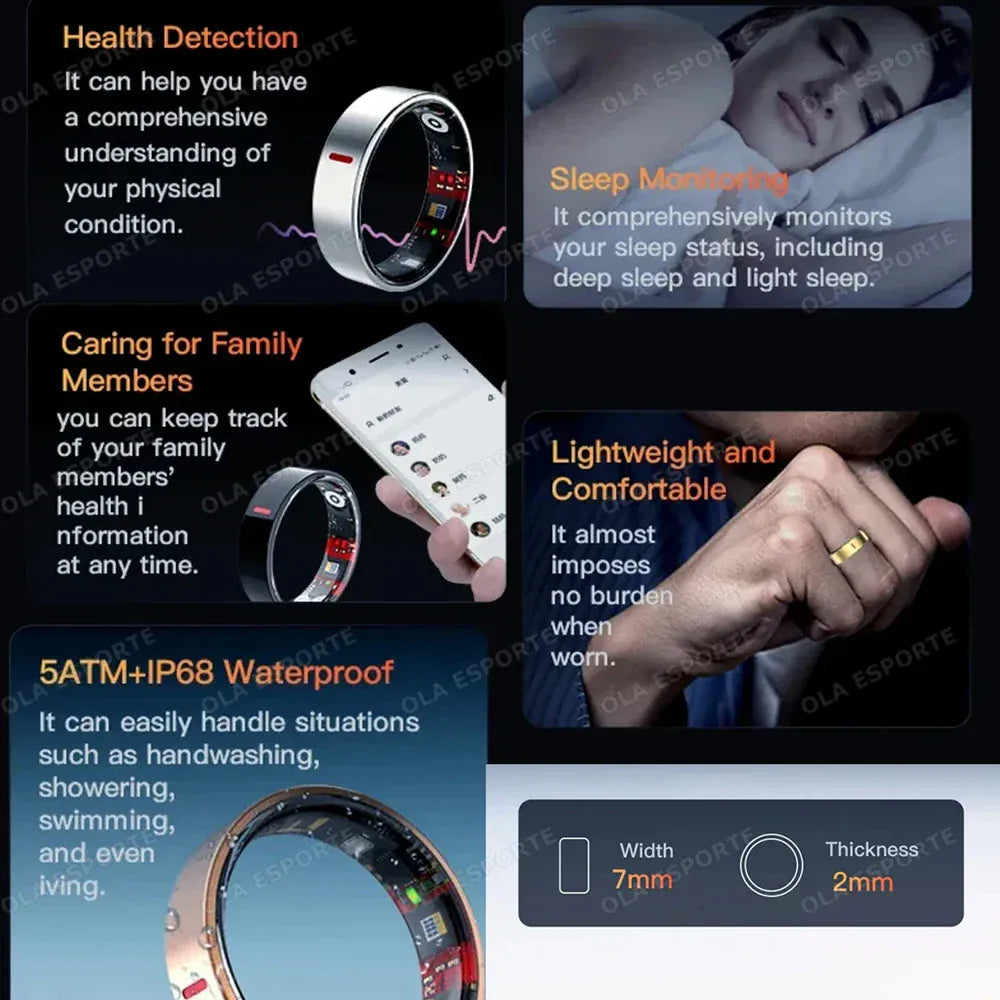Advanced Health Monitor Smart Ring - HRV & Blood Pressure | Wahooly New Health Monitor Smart Ring Outdoor Waterproof Rings Real HRV Monitor Heart Rate Blood Pressure/Oxygen Sports Smartring 2025