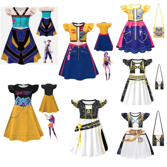 New Movie K-POP Demon Hunters Cosplay Costume for Kids rumi zoey mira Dress Halloween Anime Hunter Girls Dress New Movie K-POP Demon Hunters Cosplay Costume for Kids rumi zoey mira Dress Halloween Anime Hunter Girls Dress
