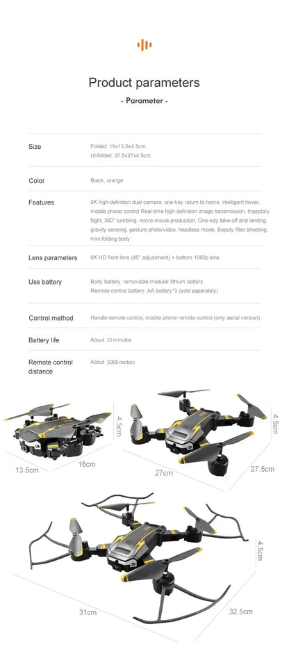 New S6 Drone 8K Professional with 5G GPS, 5KM Long Range, 360° Obstacle Avoidance & Dual Camera, Foldable Quadcopter New S6 Drone 8K Professional with 5G GPS, 5KM Long Range, 360° Obstacle Avoidance & Dual Camera, Foldable Quadcopter