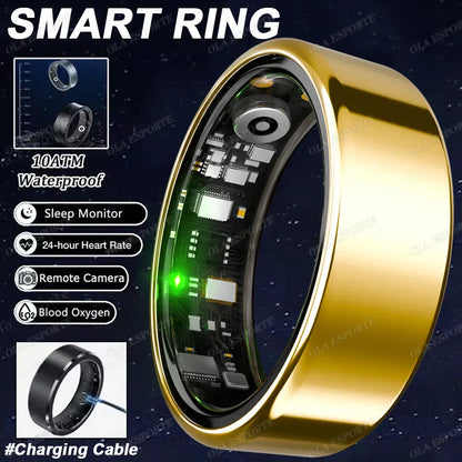 Smart Ring Health Tracker - Heart Rate Blood Oxygen Sleep Monitor | Waterproof Fitness Ring New Smart Ring Blood Oxygen Heart Rate Sleep Monitor Sports GPS Tracking Remote Care 10ATM Waterproof Men Women Smart ring