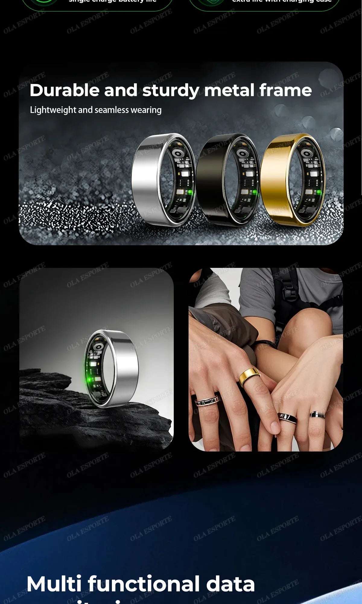 Smart Ring Health Tracker - Heart Rate Blood Oxygen Sleep Monitor | Waterproof Fitness Ring New Smart Ring Blood Oxygen Heart Rate Sleep Monitor Sports GPS Tracking Remote Care 10ATM Waterproof Men Women Smart ring