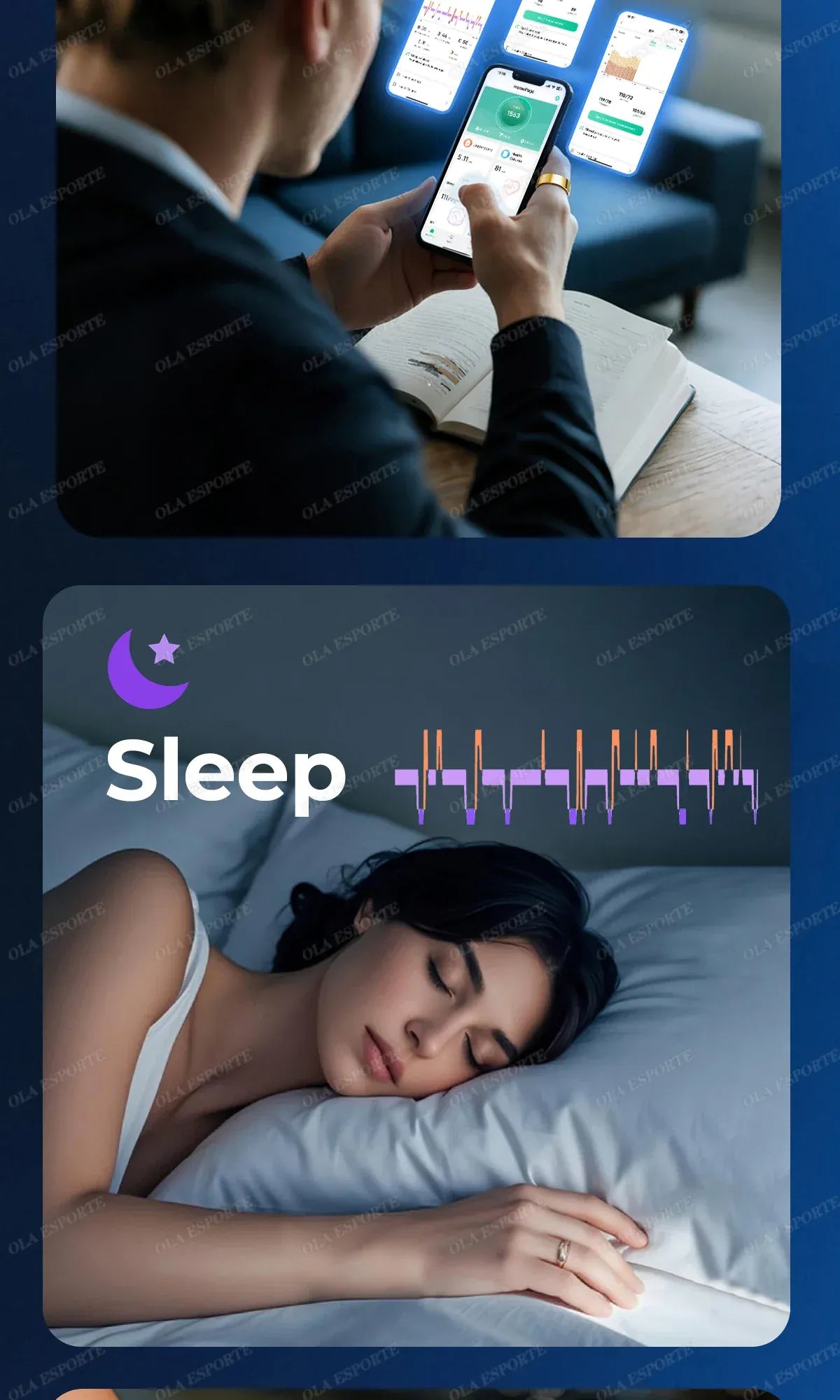 Smart Ring Health Tracker - Heart Rate Blood Oxygen Sleep Monitor | Waterproof Fitness Ring New Smart Ring Blood Oxygen Heart Rate Sleep Monitor Sports GPS Tracking Remote Care 10ATM Waterproof Men Women Smart ring