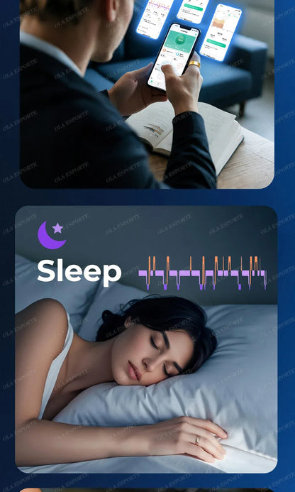 Smart Ring Health Tracker - Heart Rate Blood Oxygen Sleep Monitor | Waterproof Fitness Ring New Smart Ring Blood Oxygen Heart Rate Sleep Monitor Sports GPS Tracking Remote Care 10ATM Waterproof Men Women Smart ring