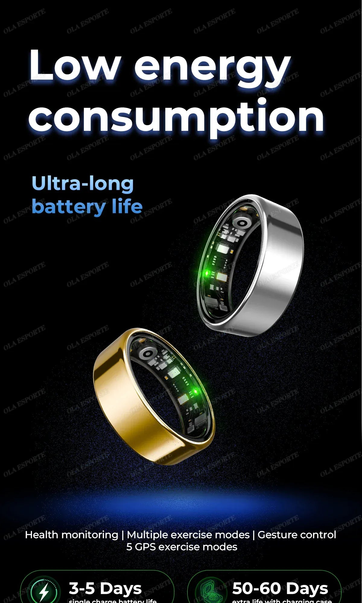 Smart Ring Health Tracker - Heart Rate Blood Oxygen Sleep Monitor | Waterproof Fitness Ring New Smart Ring Blood Oxygen Heart Rate Sleep Monitor Sports GPS Tracking Remote Care 10ATM Waterproof Men Women Smart ring