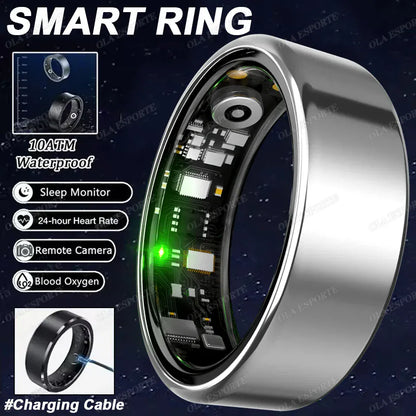 Smart Ring Health Tracker - Heart Rate Blood Oxygen Sleep Monitor | Waterproof Fitness Ring New Smart Ring Blood Oxygen Heart Rate Sleep Monitor Sports GPS Tracking Remote Care 10ATM Waterproof Men Women Smart ring