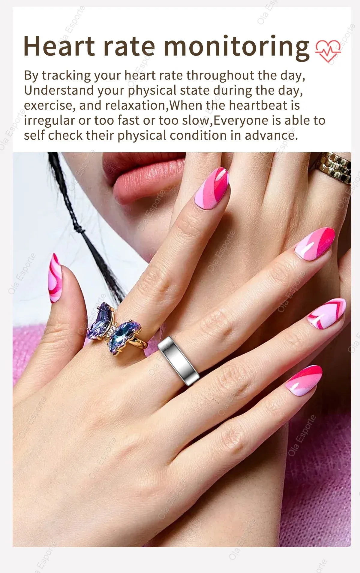 Smart Ring Health Tracker - Heart Rate & Sleep Monitor | Wahooly New Smart Ring Men Women, Heart Rate Blood Oxygen and Sleep Monitor Smart ring IP68 & 5ATM Waterproof, Multi-sport Mode Ring